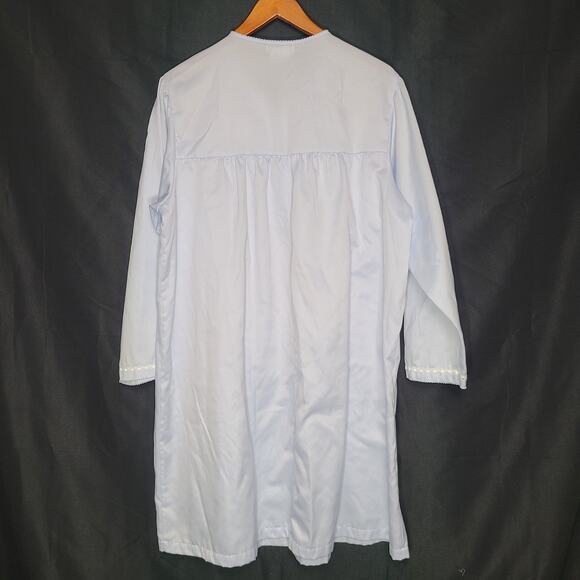 Miss Elaine Long Sleeve Nightgown Sleep Dress Embroidered Roses Blue XL - Picture 3 of 6